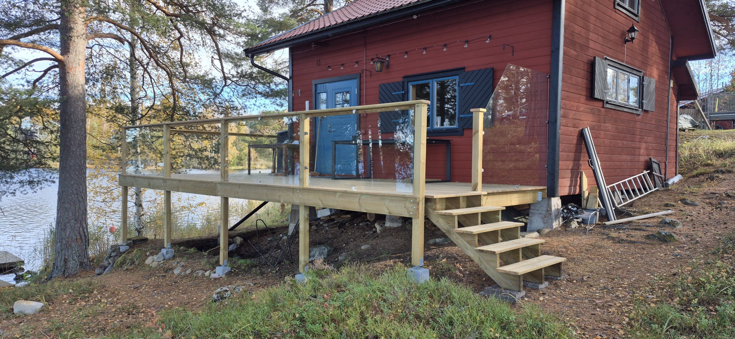 Bild på Glasräcke trästolpar #135